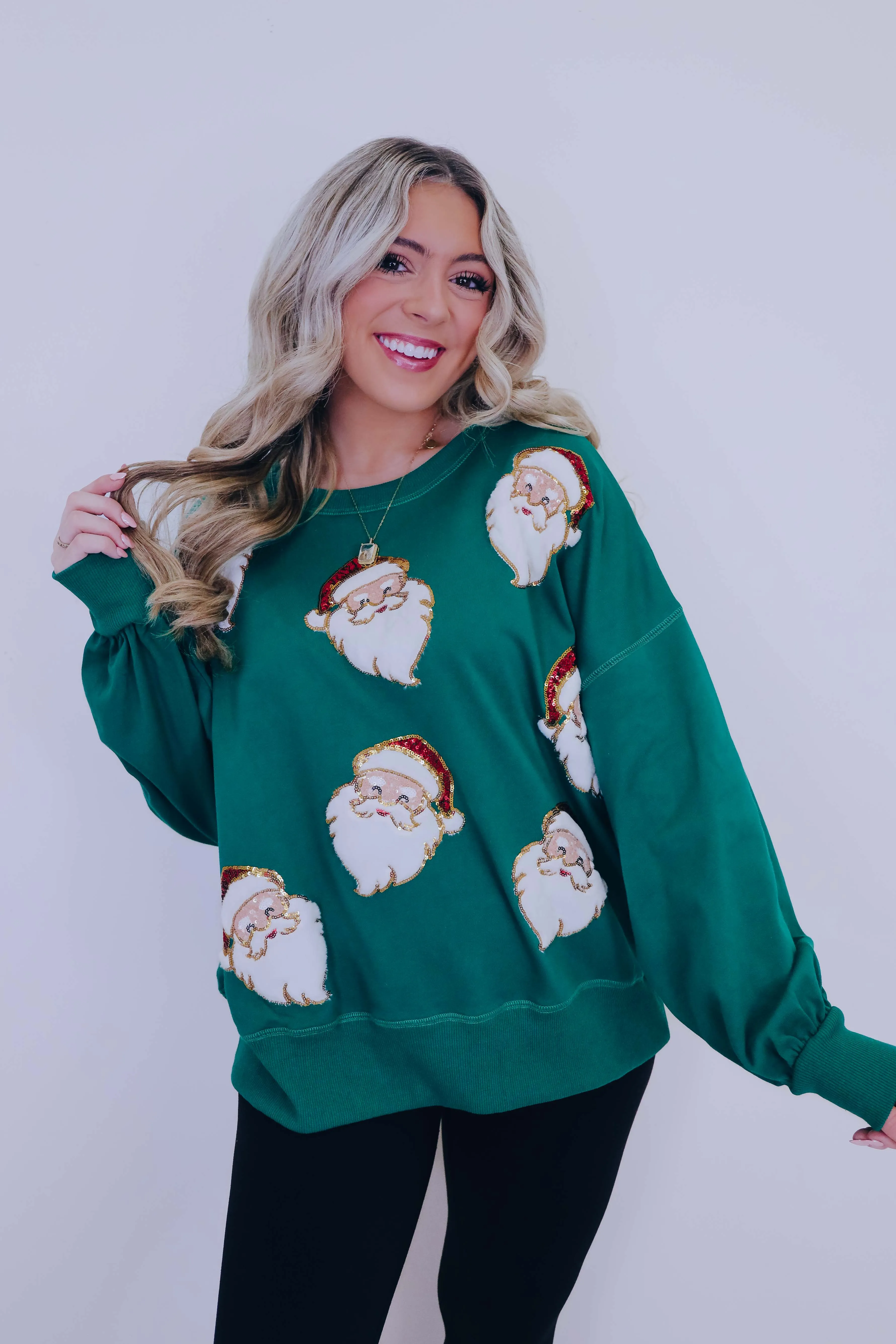 "My Secret Santa" Sequin Patch Embellished Top - 2 Colors