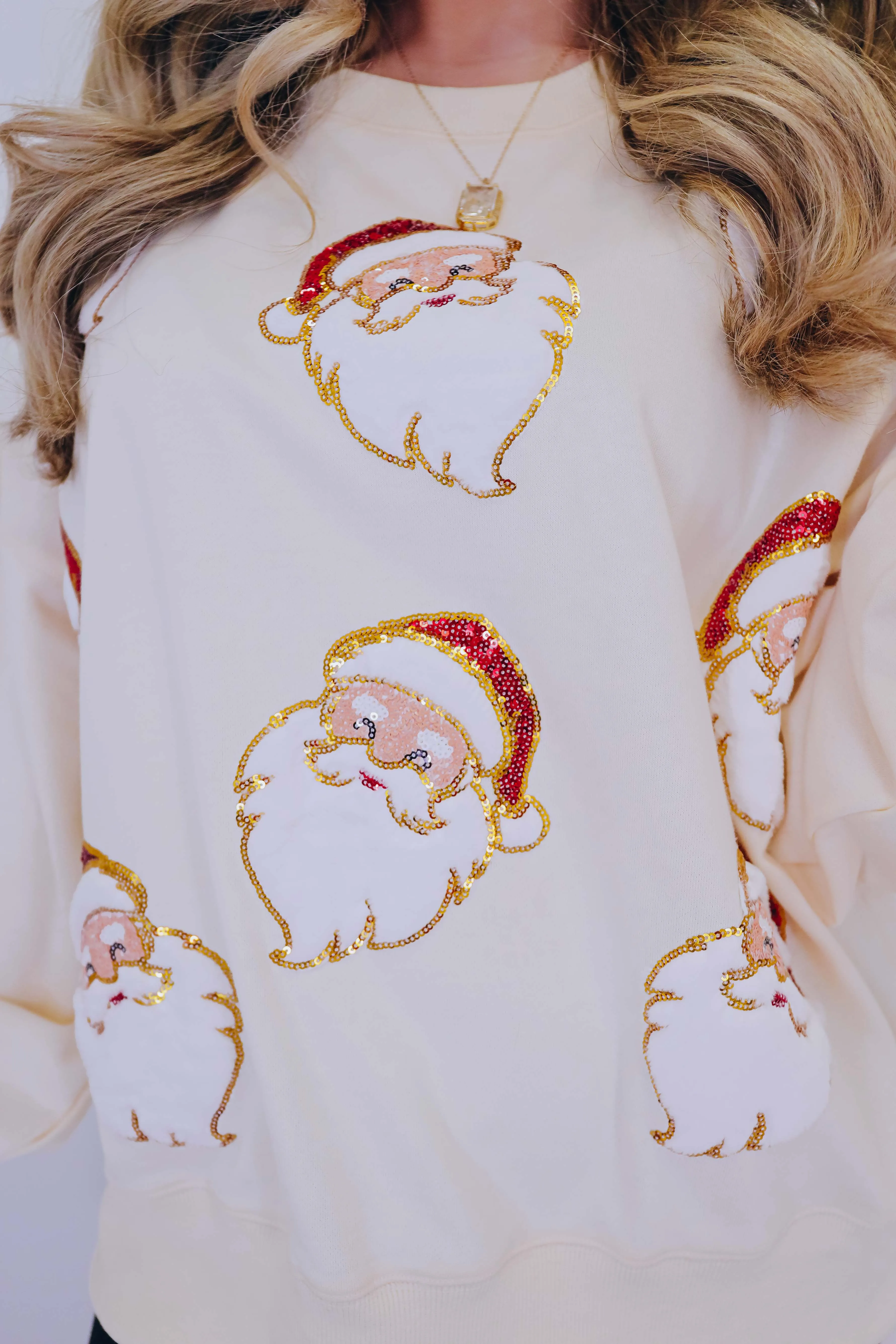 "My Secret Santa" Sequin Patch Embellished Top - 2 Colors