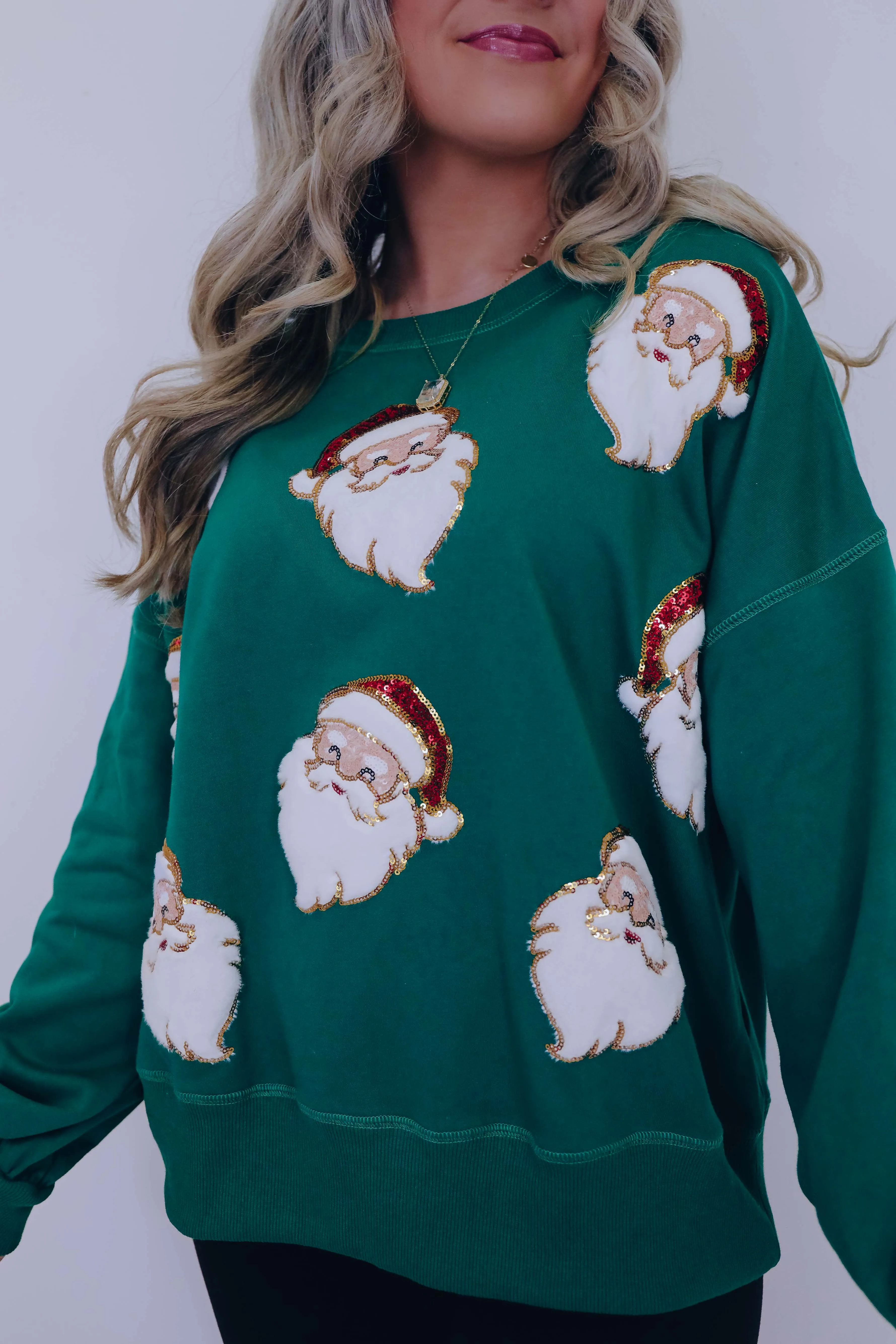"My Secret Santa" Sequin Patch Embellished Top - 2 Colors