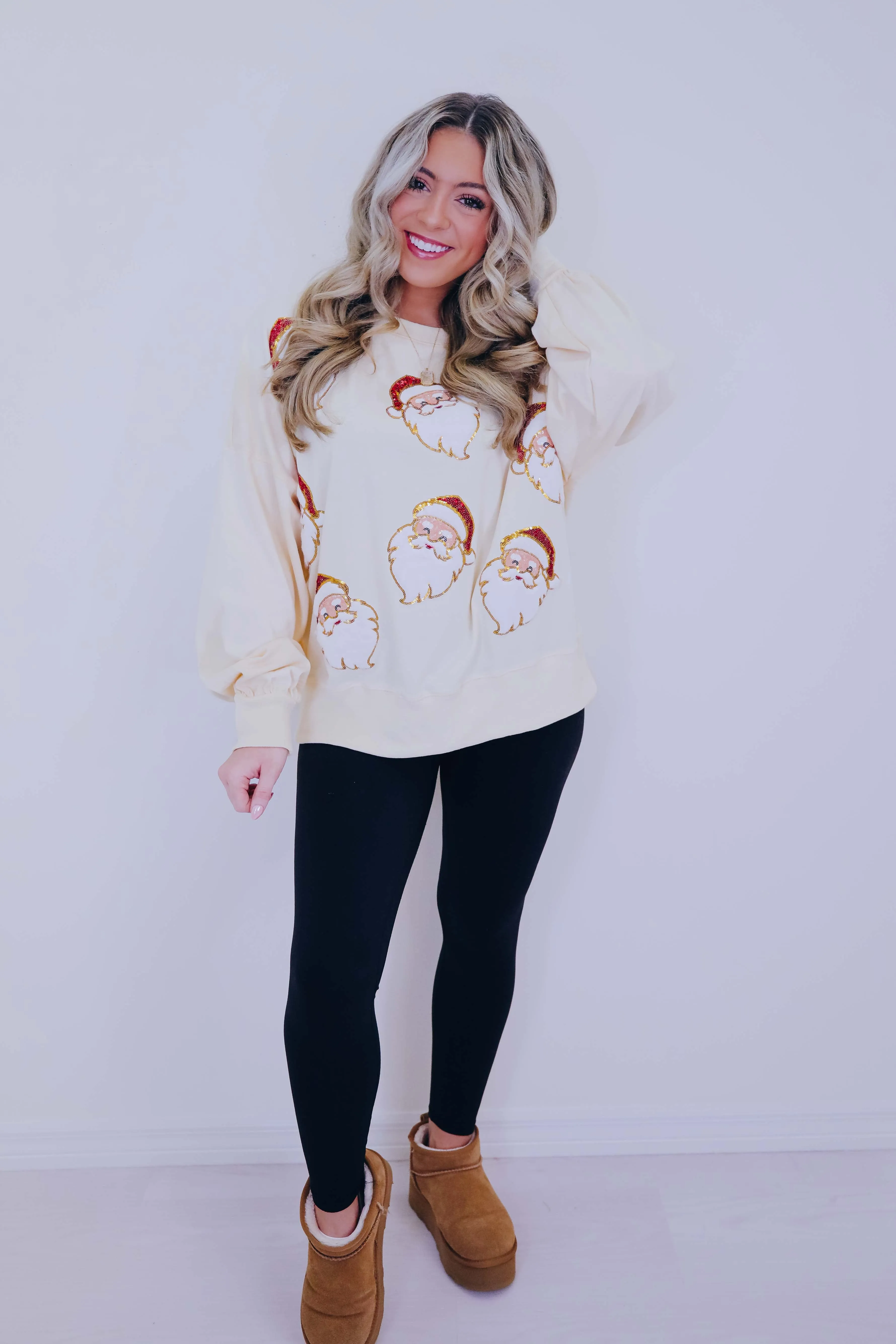 "My Secret Santa" Sequin Patch Embellished Top - 2 Colors