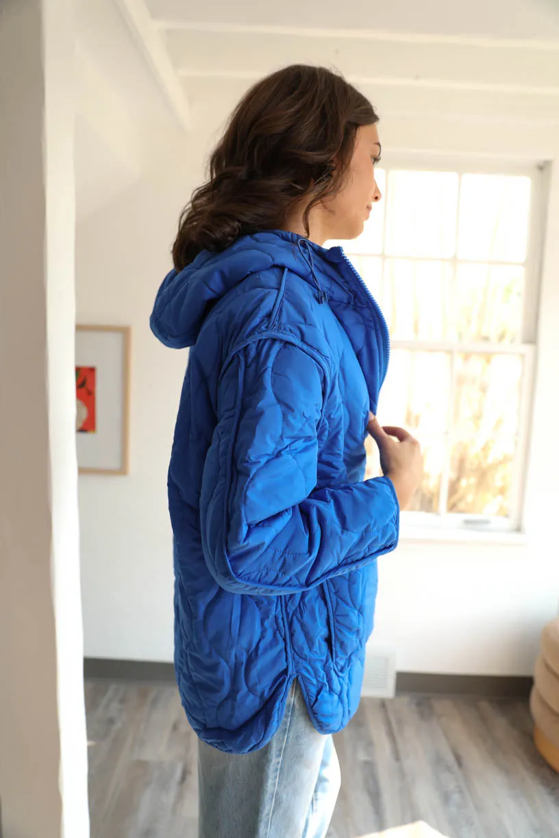 RAE: Into The Woods Quilted Jacket in Royal Blue