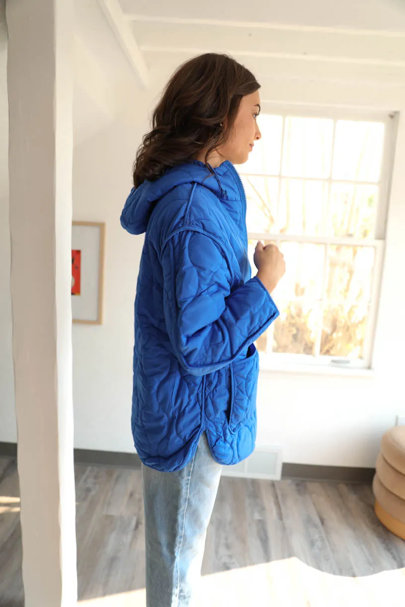 RAE: Into The Woods Quilted Jacket in Royal Blue