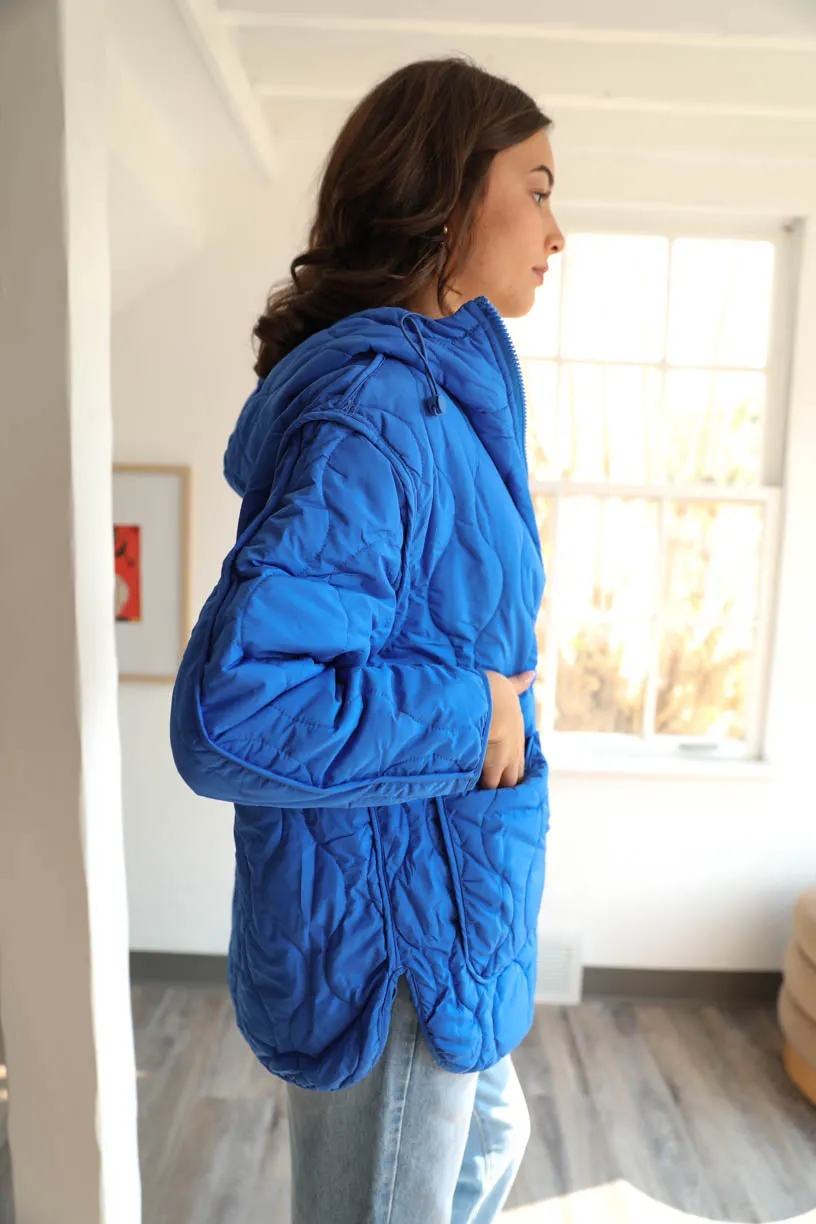 RAE: Into The Woods Quilted Jacket in Royal Blue