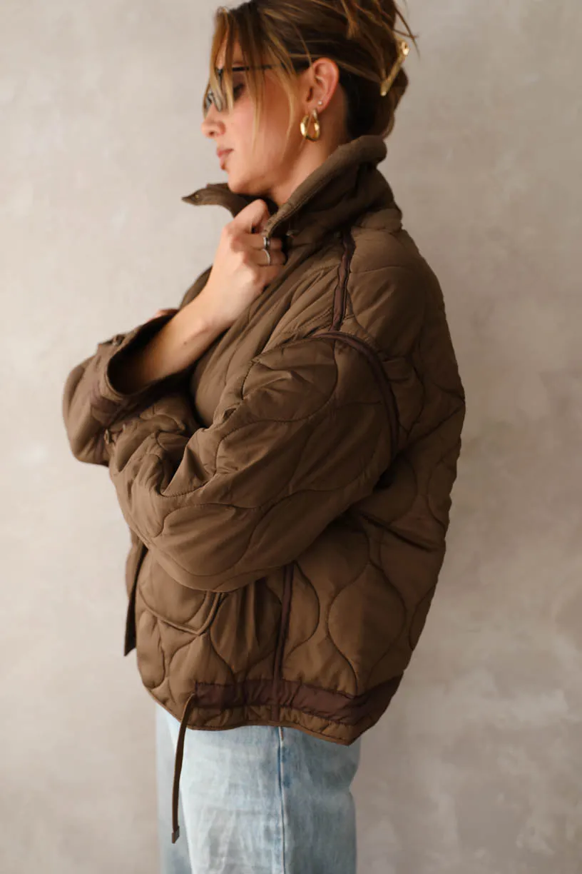 Rae: Quilted Brown Jacket