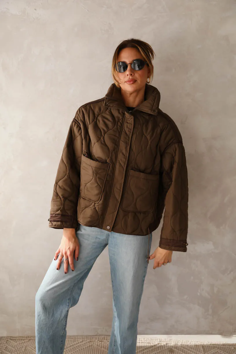 Rae: Quilted Brown Jacket