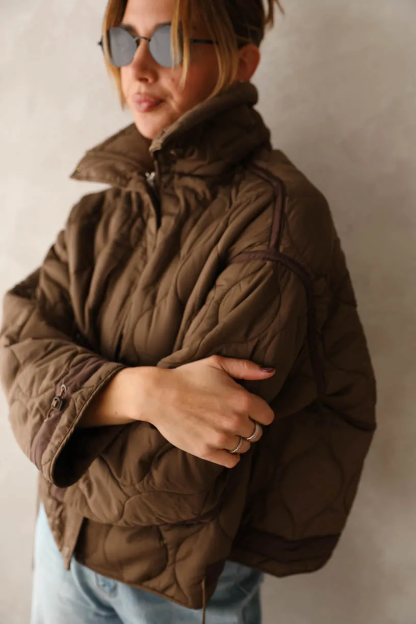 Rae: Quilted Brown Jacket