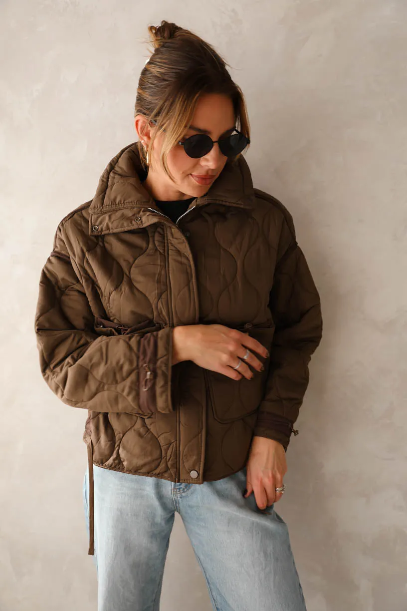 Rae: Quilted Brown Jacket