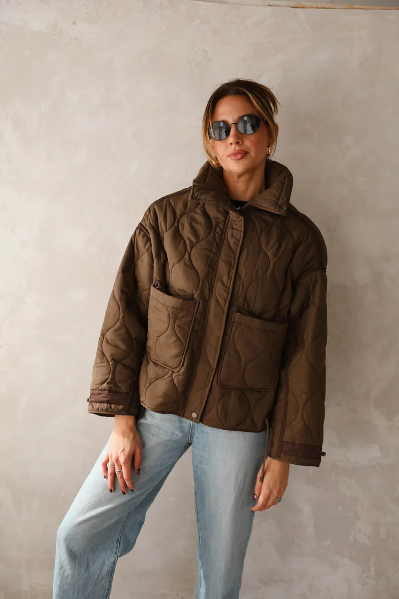 Rae: Quilted Brown Jacket