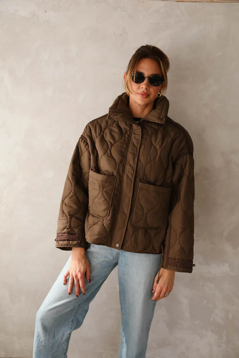 Rae: Quilted Brown Jacket