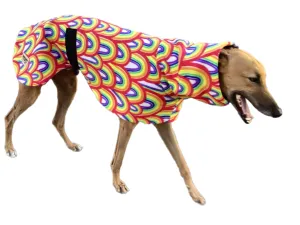 Rainbow deluxe greyhound coat rug snuggly polar fleece washable extra wide neck hoodie