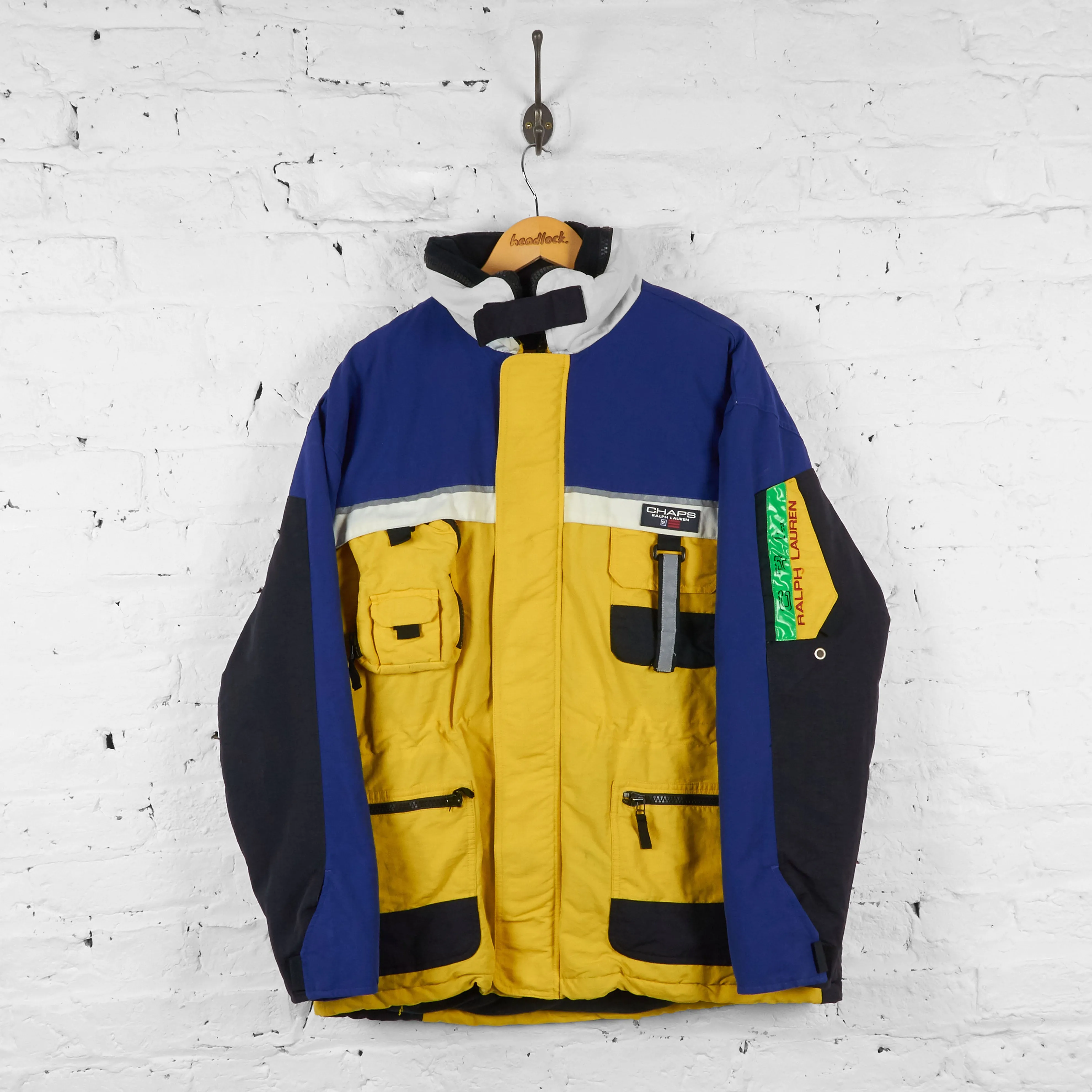 Ralph Lauren Chaps 90s Coat - Blue/Yellow - L
