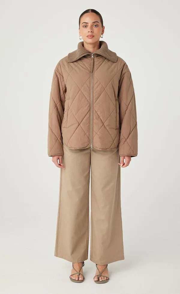 Reece Quilted Jacket - Taupe