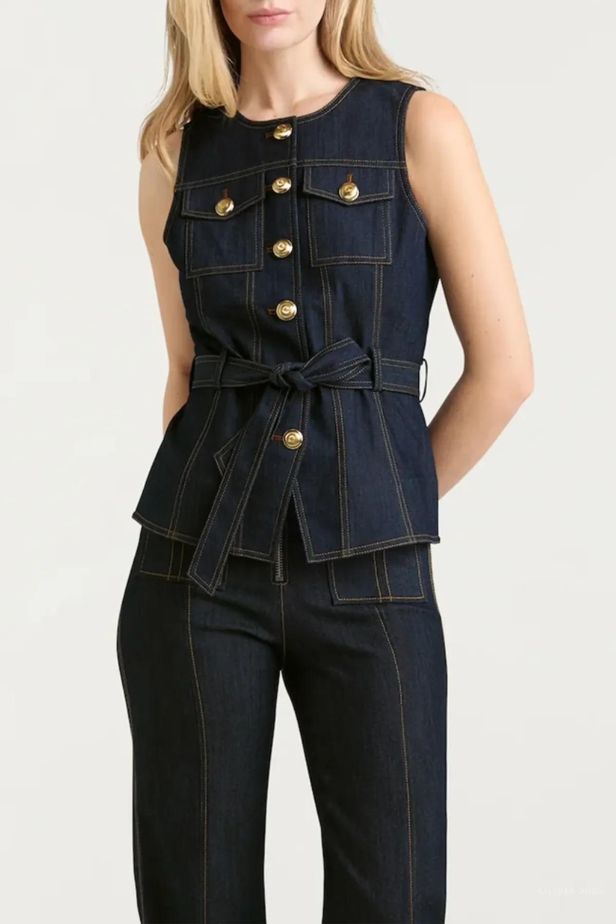 Reenee Denim Vest in Indigo