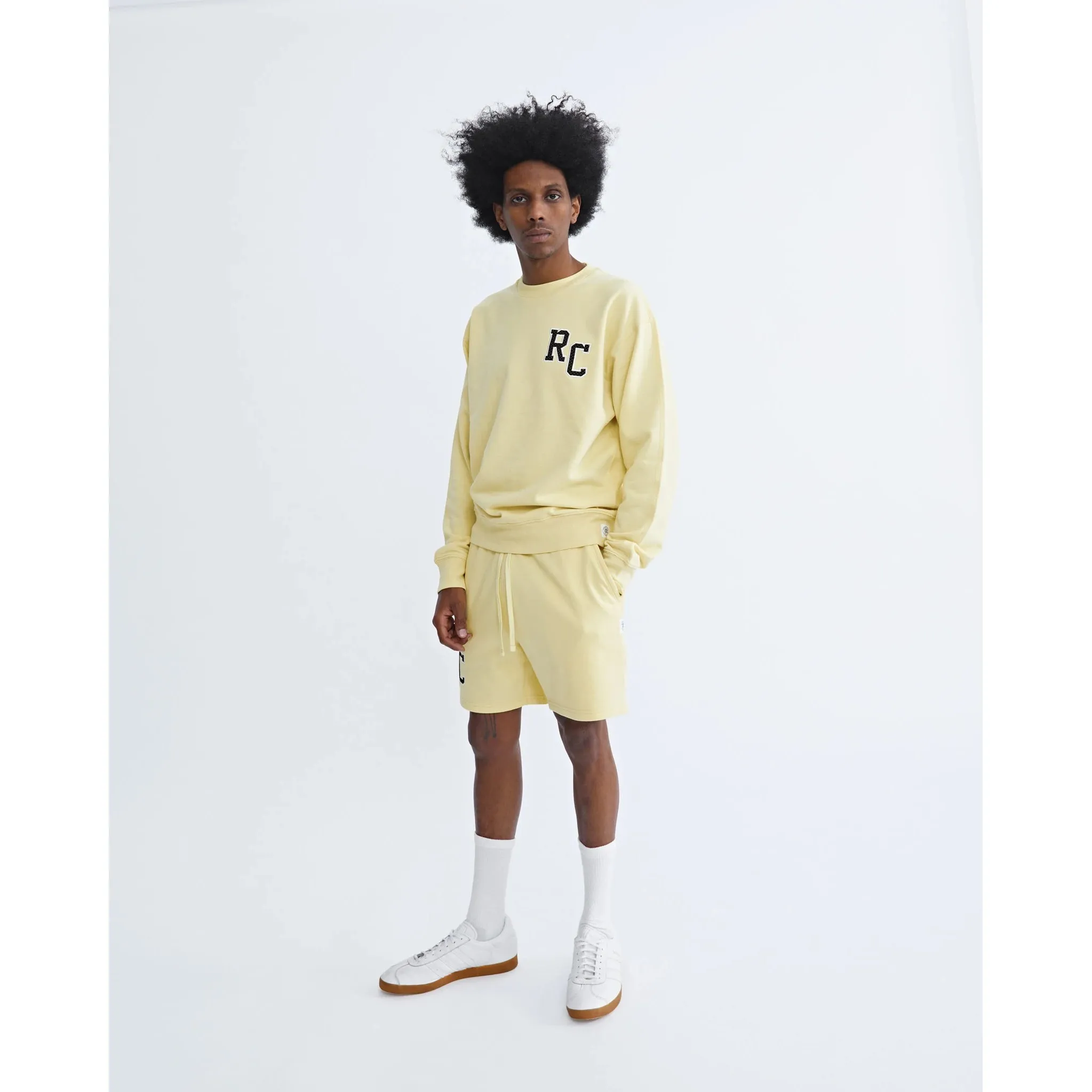 Reigning Champ Men Lt Wt Terry Drop Cap Relaxed Crewneck Citron RC-3795-CIT