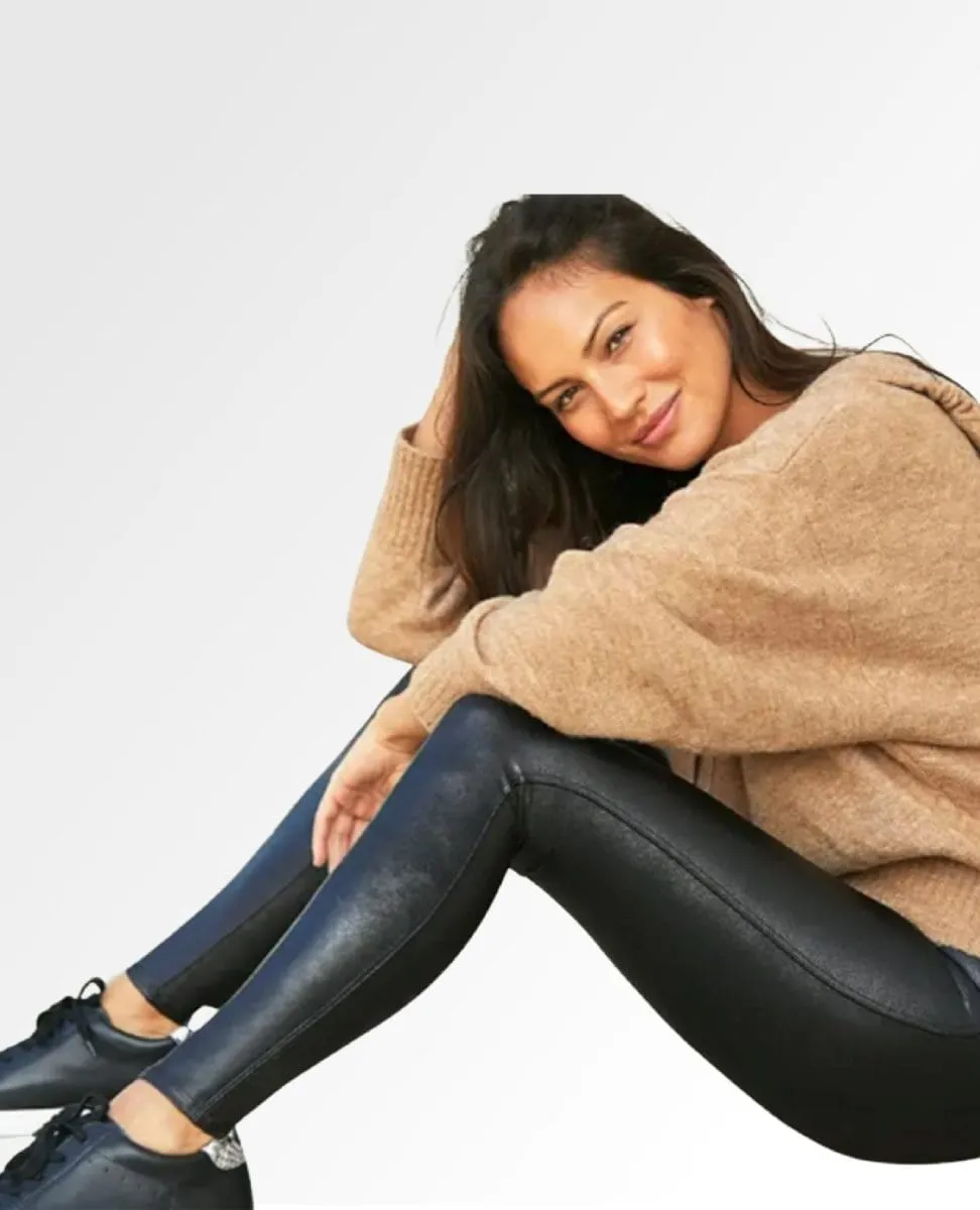 Restocked Faux Leather Legging, Black