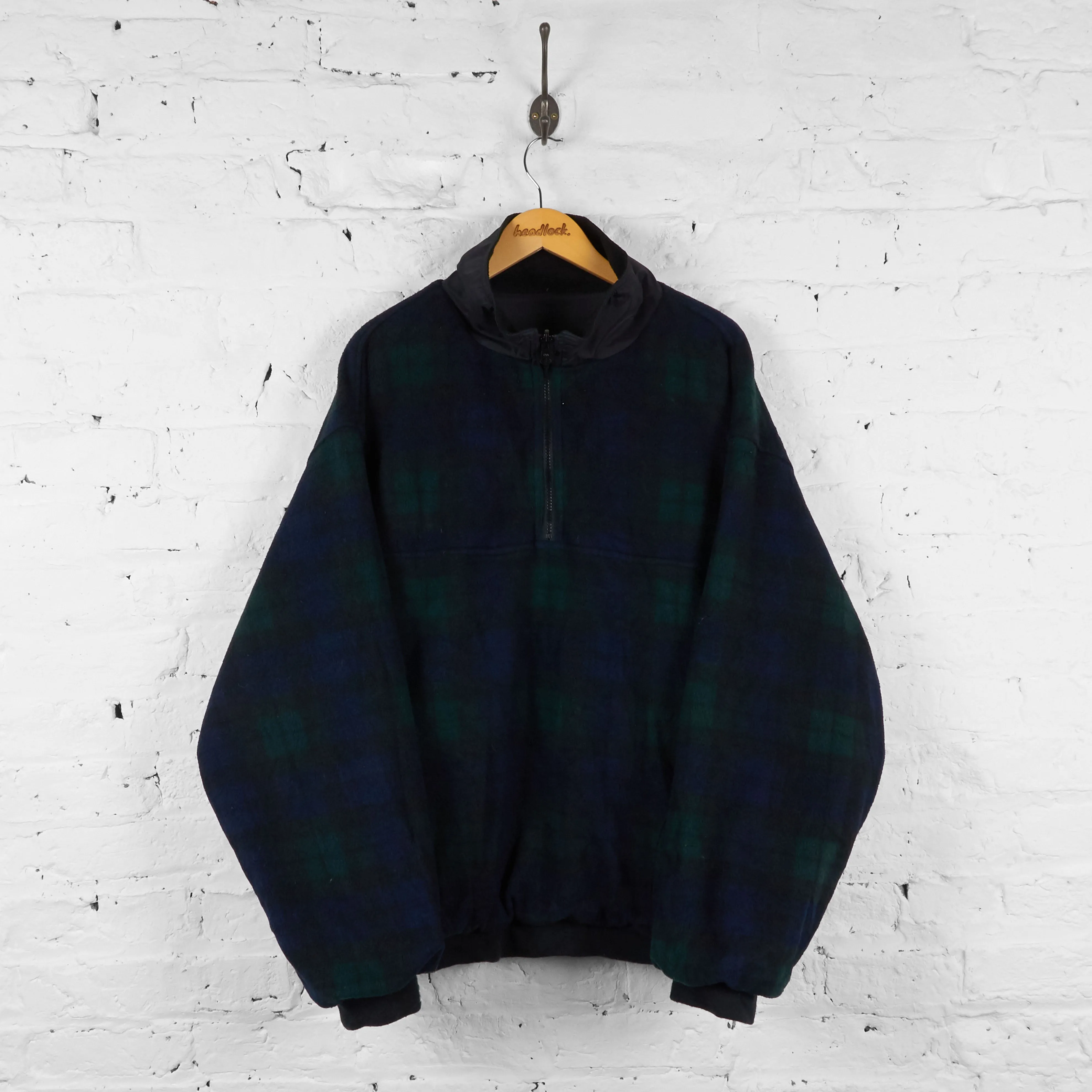 Reversible 90s 1/4 Zip Fleece Jacket - Green - XXL