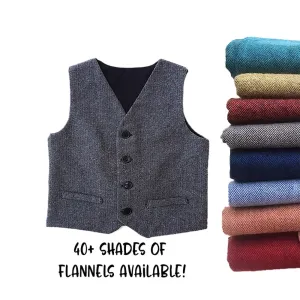 ring bearer outfit, linen and cotton vests for vintage weddings, baby, toddler and youth sizes, charcoal herringbone