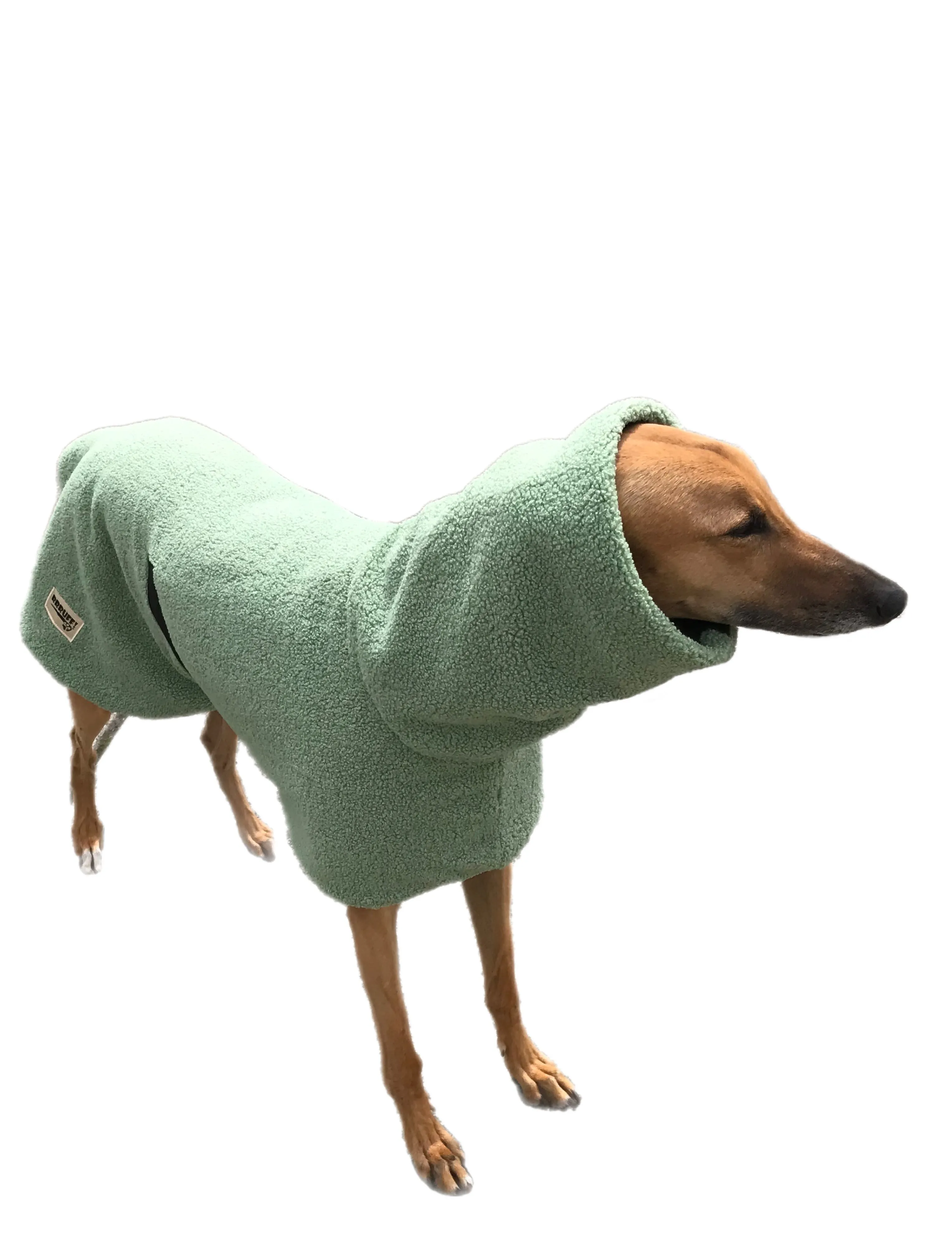 Sage teddy fleece snuggly thick deluxe style greyhound coat with wide neck roll
