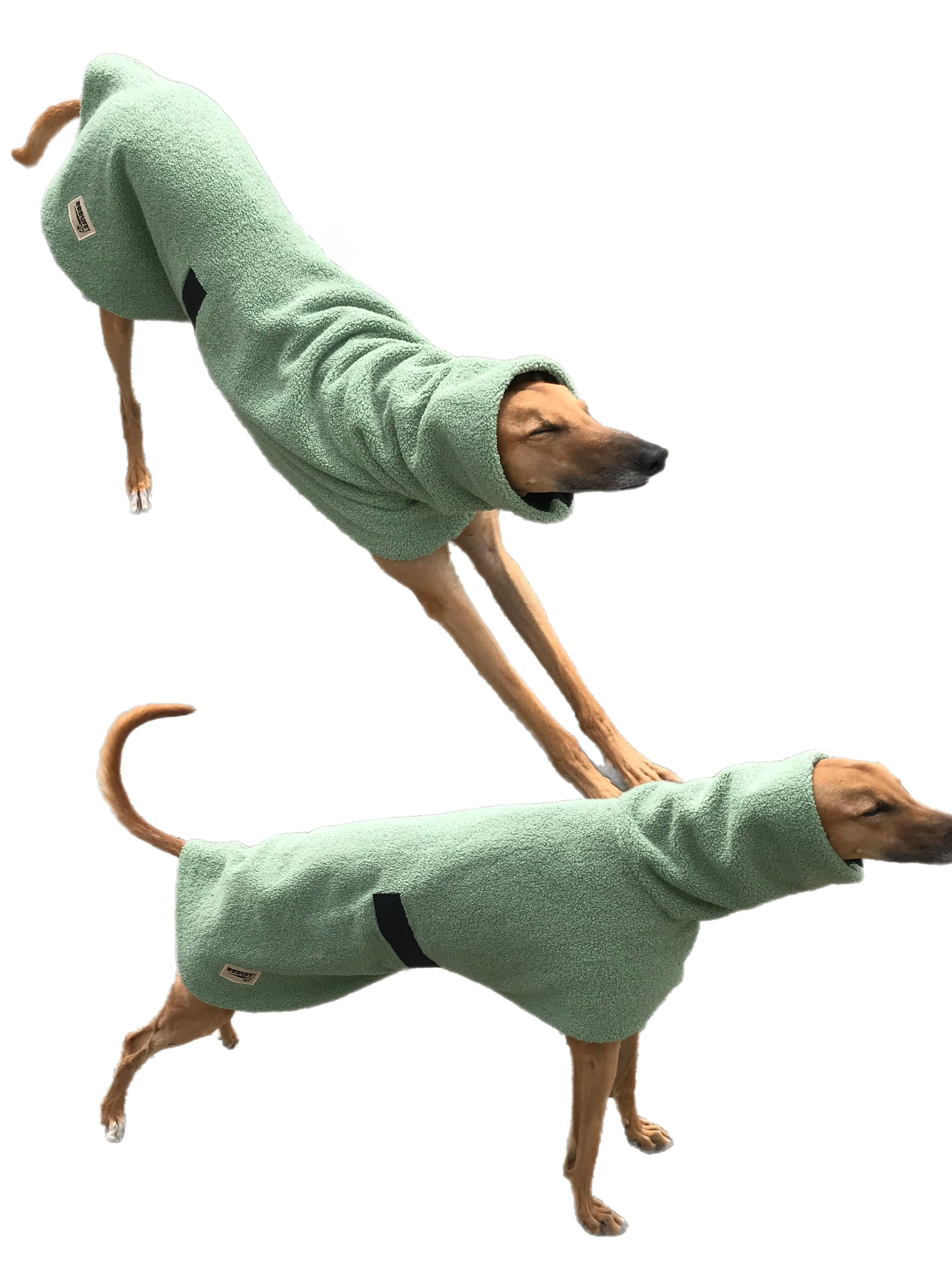 Sage teddy fleece snuggly thick deluxe style greyhound coat with wide neck roll