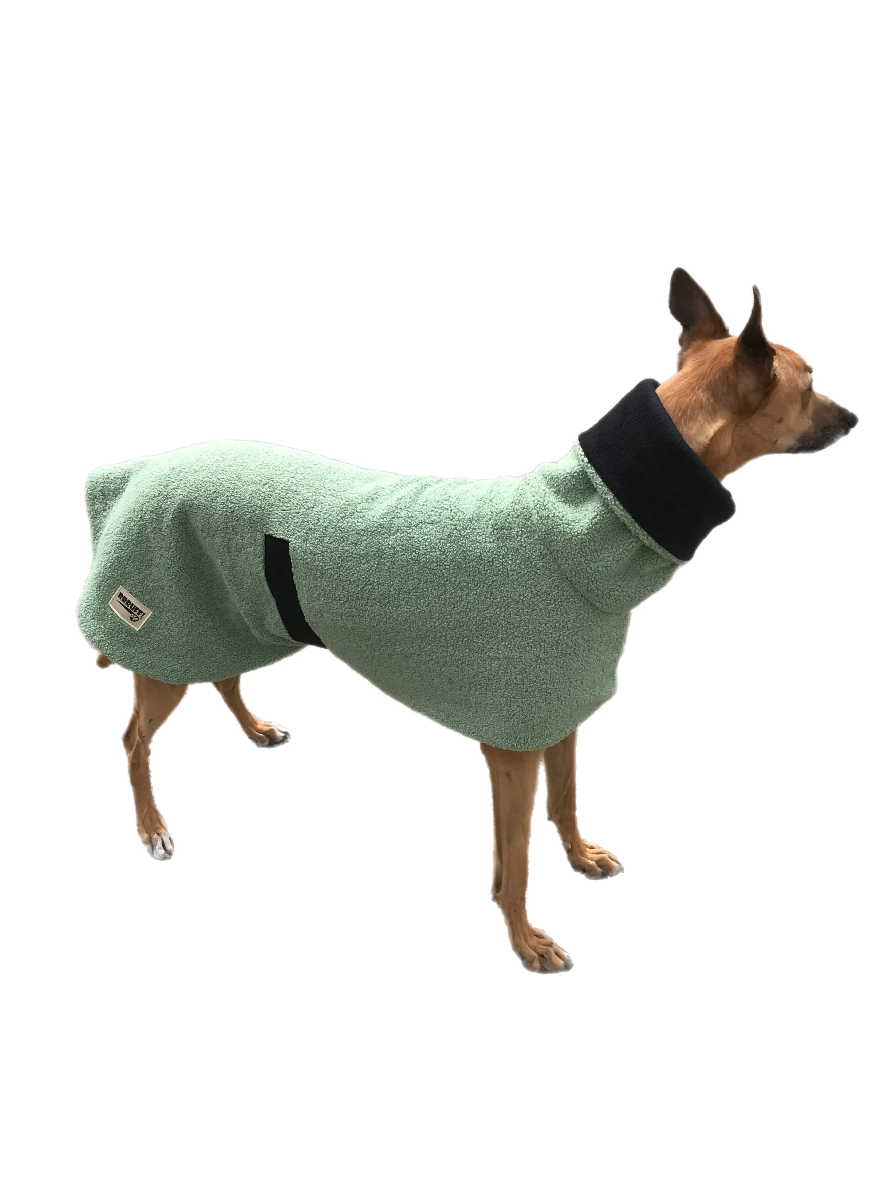 Sage teddy fleece snuggly thick deluxe style greyhound coat with wide neck roll
