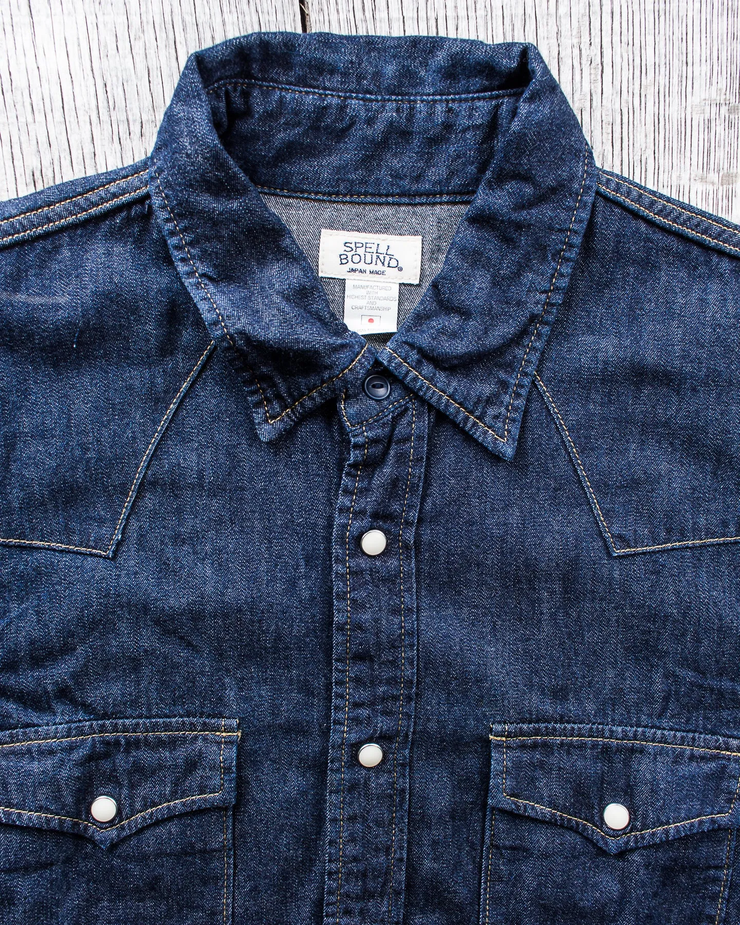 Second Hand Spellbound 48-736E Western Style 6oz Denim Shirt Rinsed Size 4/L