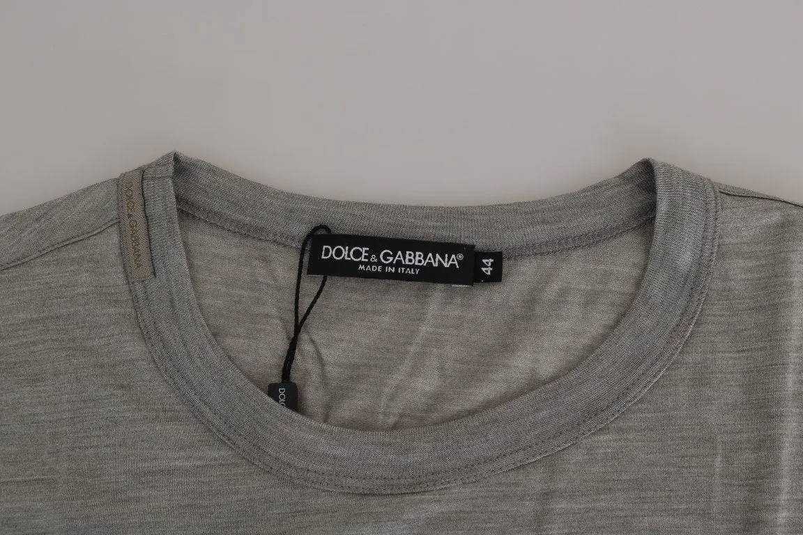 Silver Silk Crewneck Pullover Sweater