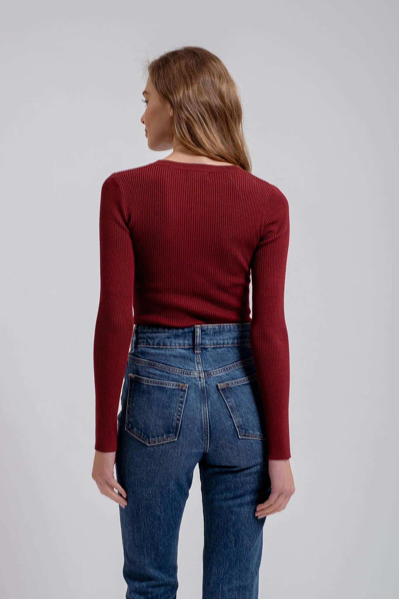 SOLID CREWNECK LONG SLEEVE SWEATER KNIT PULLOVER