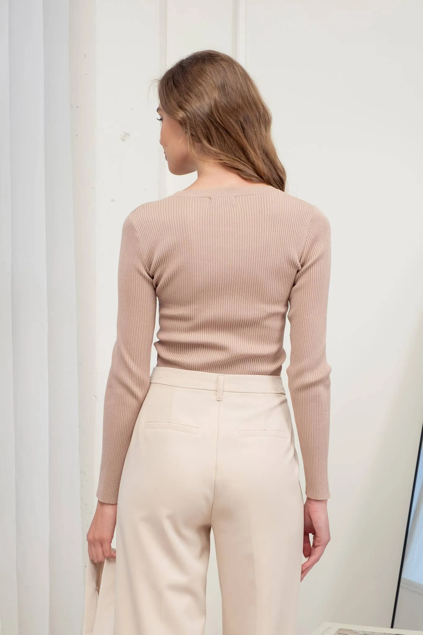 SOLID CREWNECK LONG SLEEVE SWEATER KNIT PULLOVER