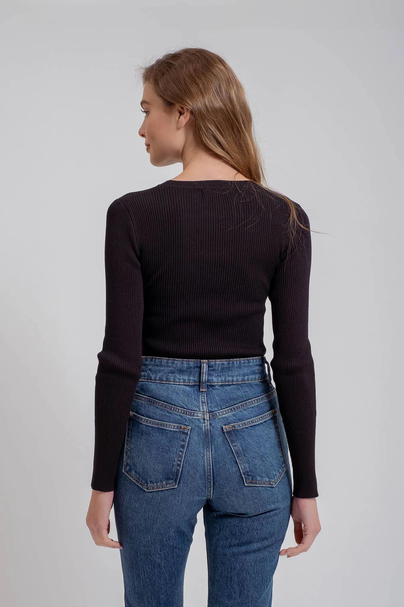 SOLID CREWNECK LONG SLEEVE SWEATER KNIT PULLOVER