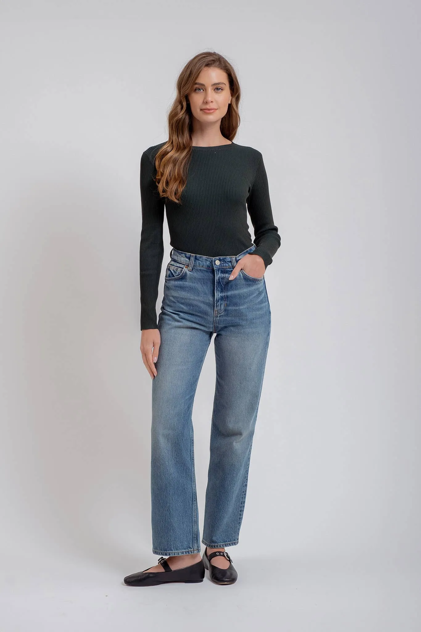 SOLID CREWNECK LONG SLEEVE SWEATER KNIT PULLOVER