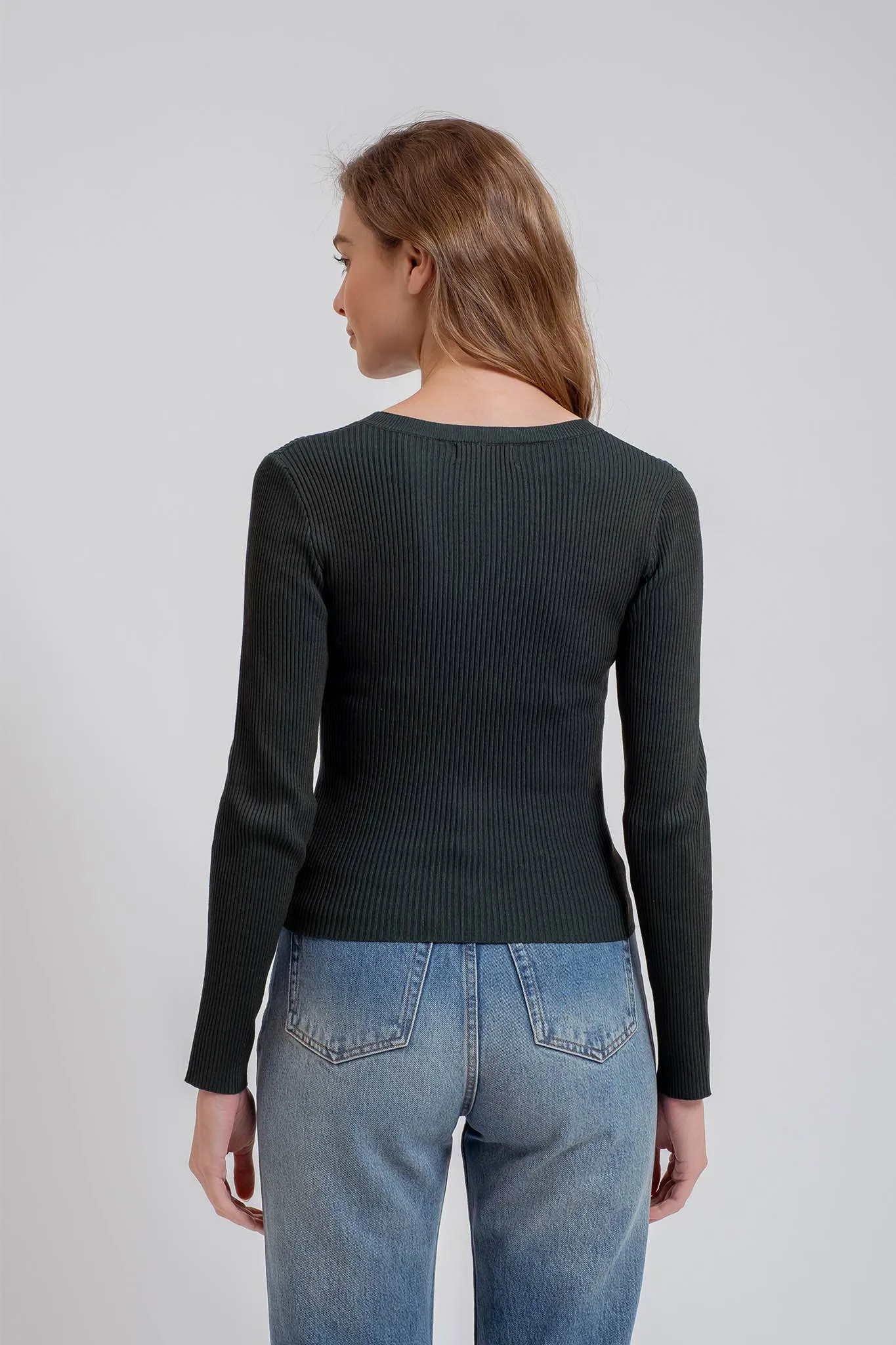 SOLID CREWNECK LONG SLEEVE SWEATER KNIT PULLOVER