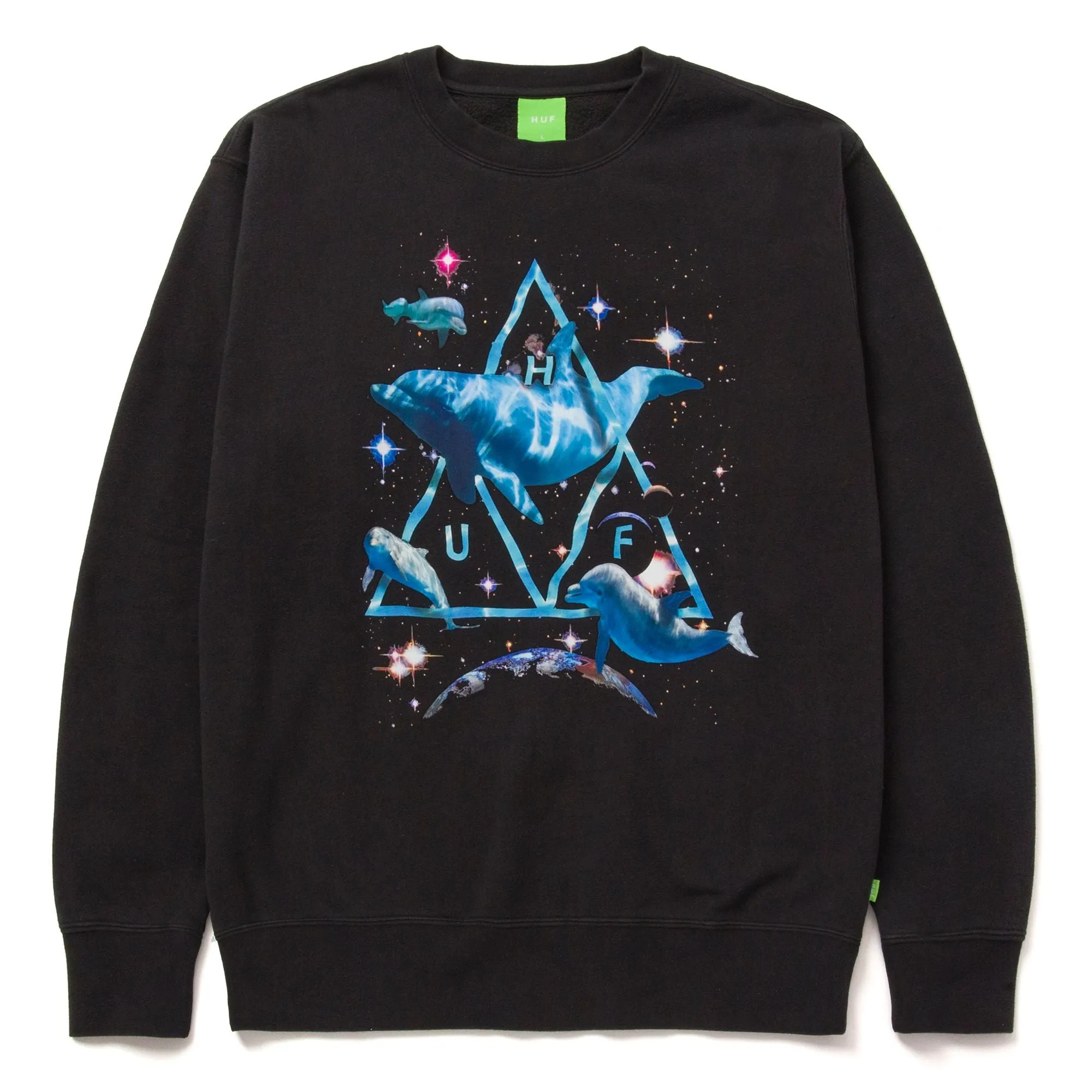 SPACE DOLPHINS WASH CREWNECK
