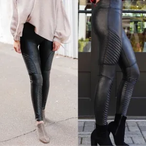 Spanx Faux Leather Moto Leggings size M