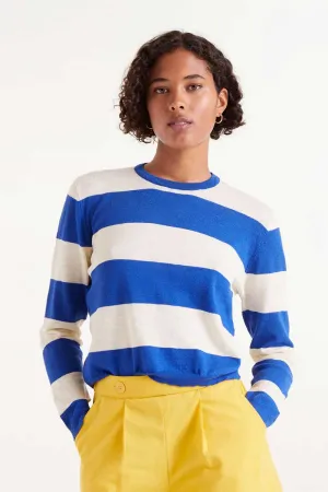 Striped Long Sleeve Sweater - Blue