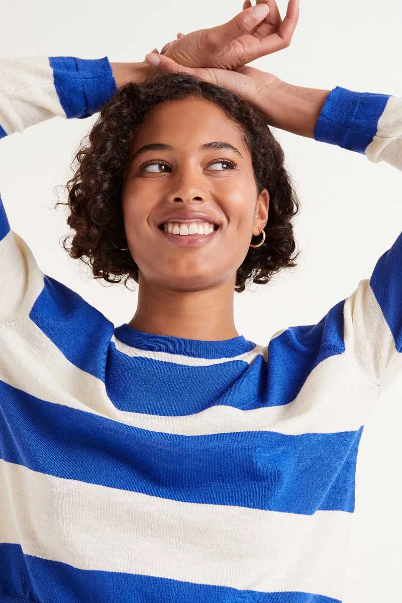 Striped Long Sleeve Sweater - Blue
