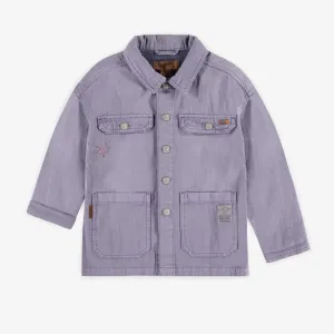 Surchemise mauve en denim sergé coloré souple, enfant || Purple colored denim shirt, child