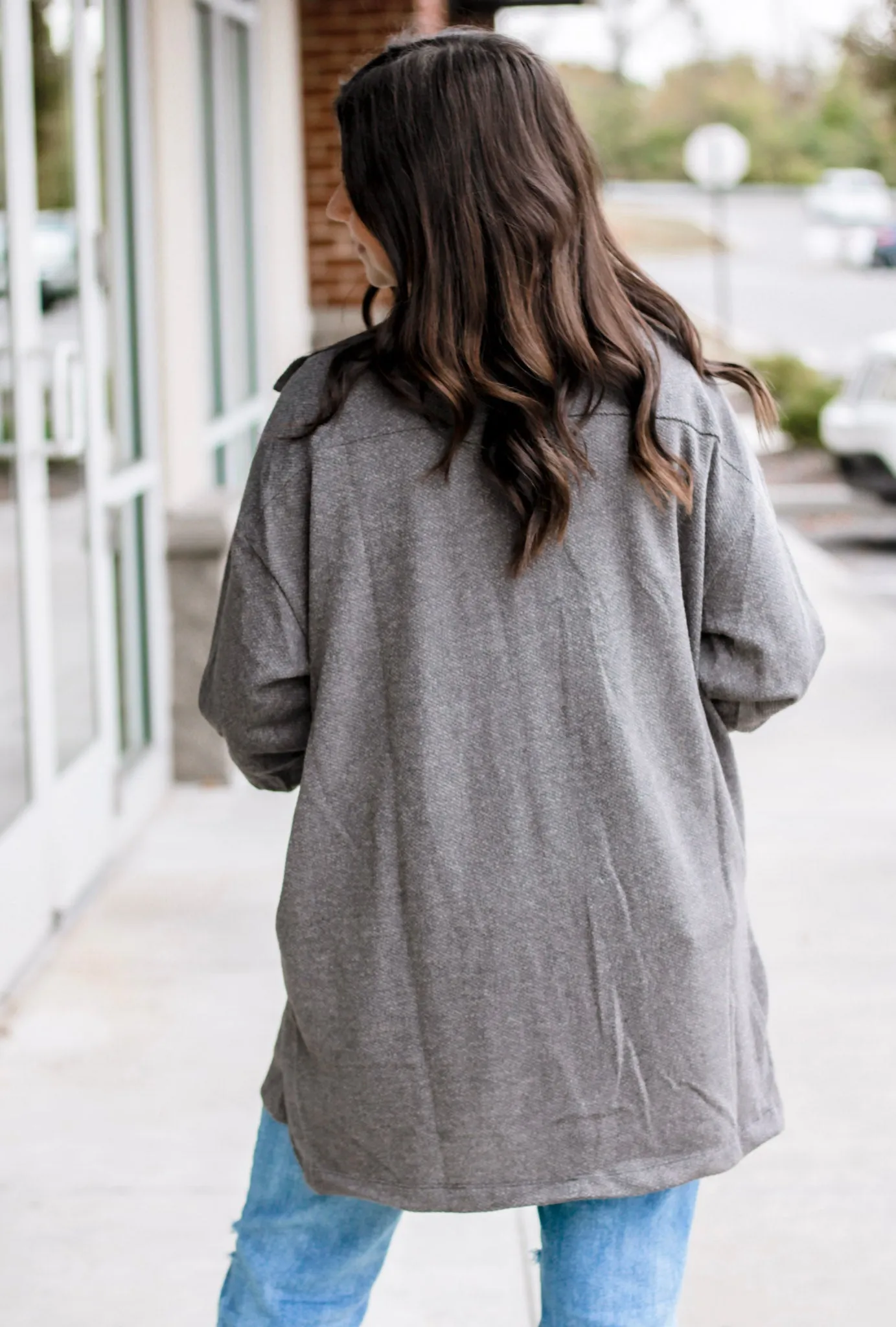 The Best Friend Shacket in Ash Grey