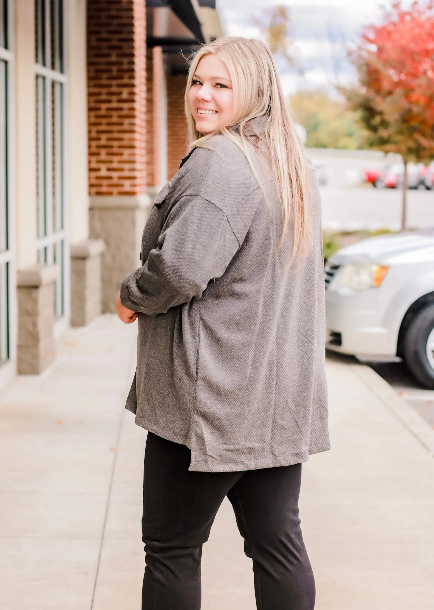The Best Friend Shacket in Ash Grey