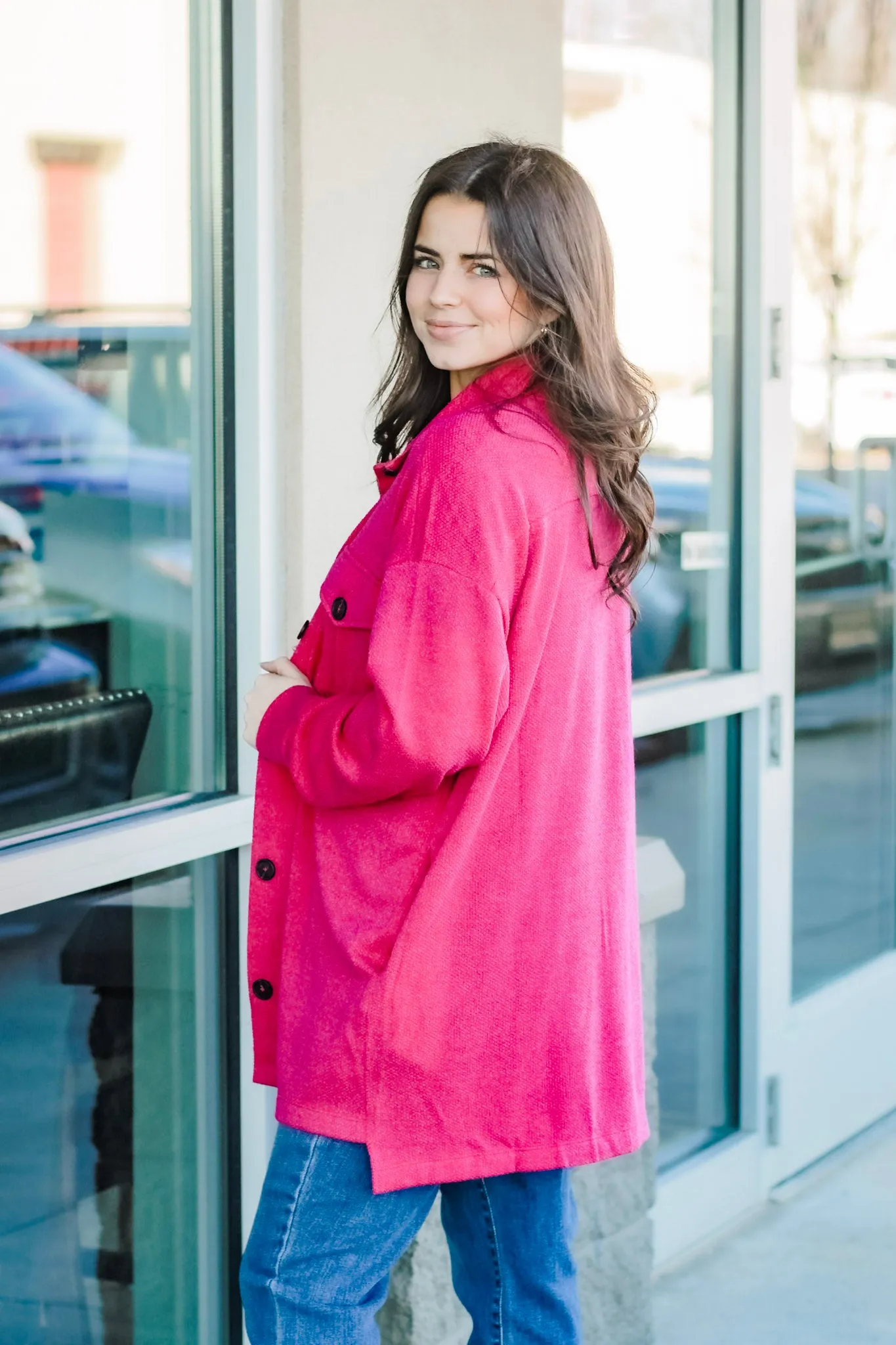 The Best Friend Shacket in Magenta