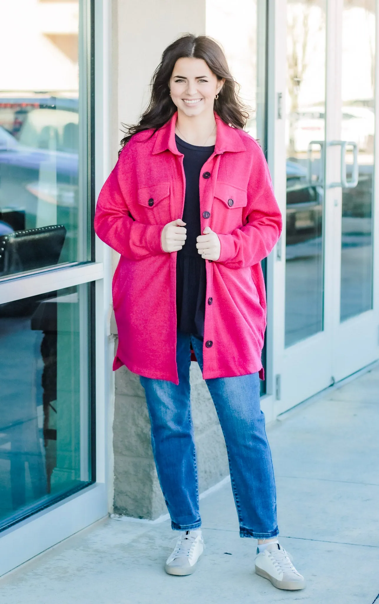 The Best Friend Shacket in Magenta