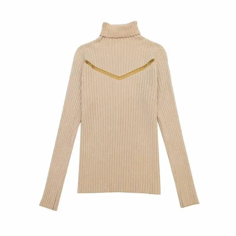 Top Quality Turtleneck Sweater Slim For Females Long-Sleeved Perspective Net Knitwear Bright Pull Ladies Sweaters Pullover Top