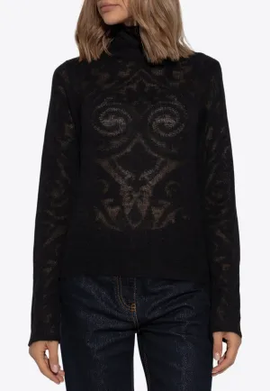 Turtleneck Jacquard Sweater in Brushed-Effect