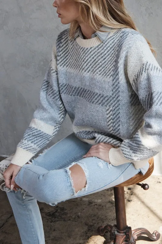 Tyler Plaid Crewneck Knit Sweater