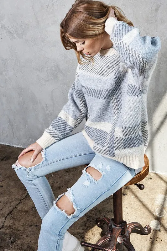 Tyler Plaid Crewneck Knit Sweater