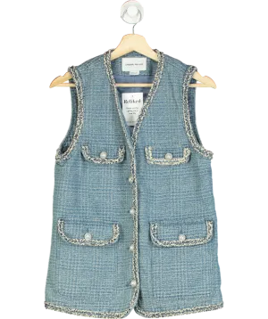 Urban Revivo Blue Denim Pearl Detail Vest UK 8