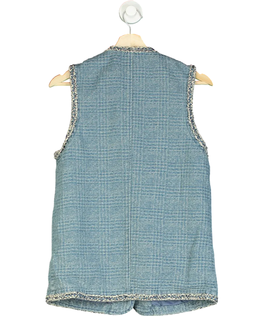 Urban Revivo Blue Denim Pearl Detail Vest UK 8