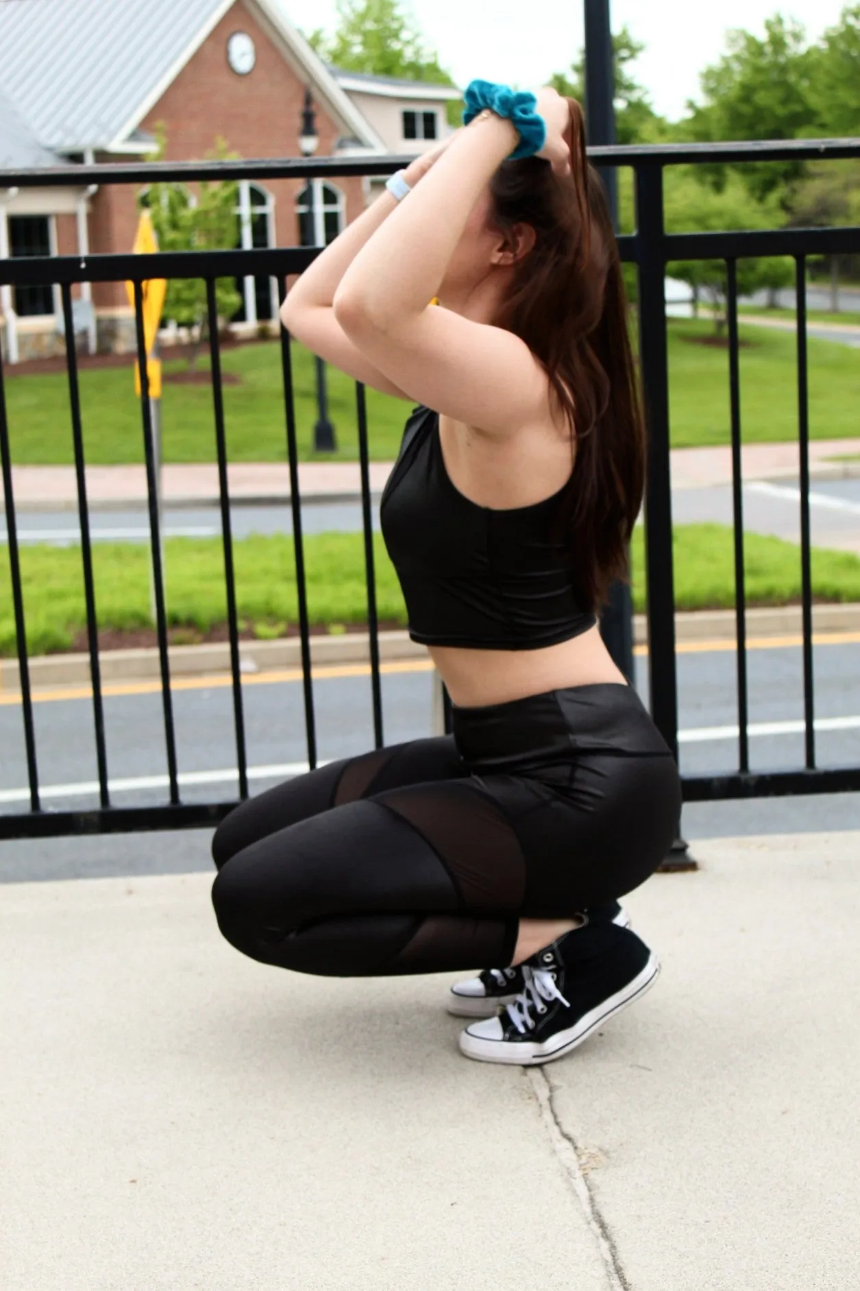 Vegan Leather Crop Bra Leggings Black
