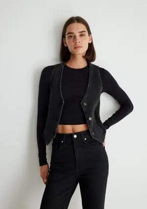 Vela Dark Smoke Denım Jean Vest