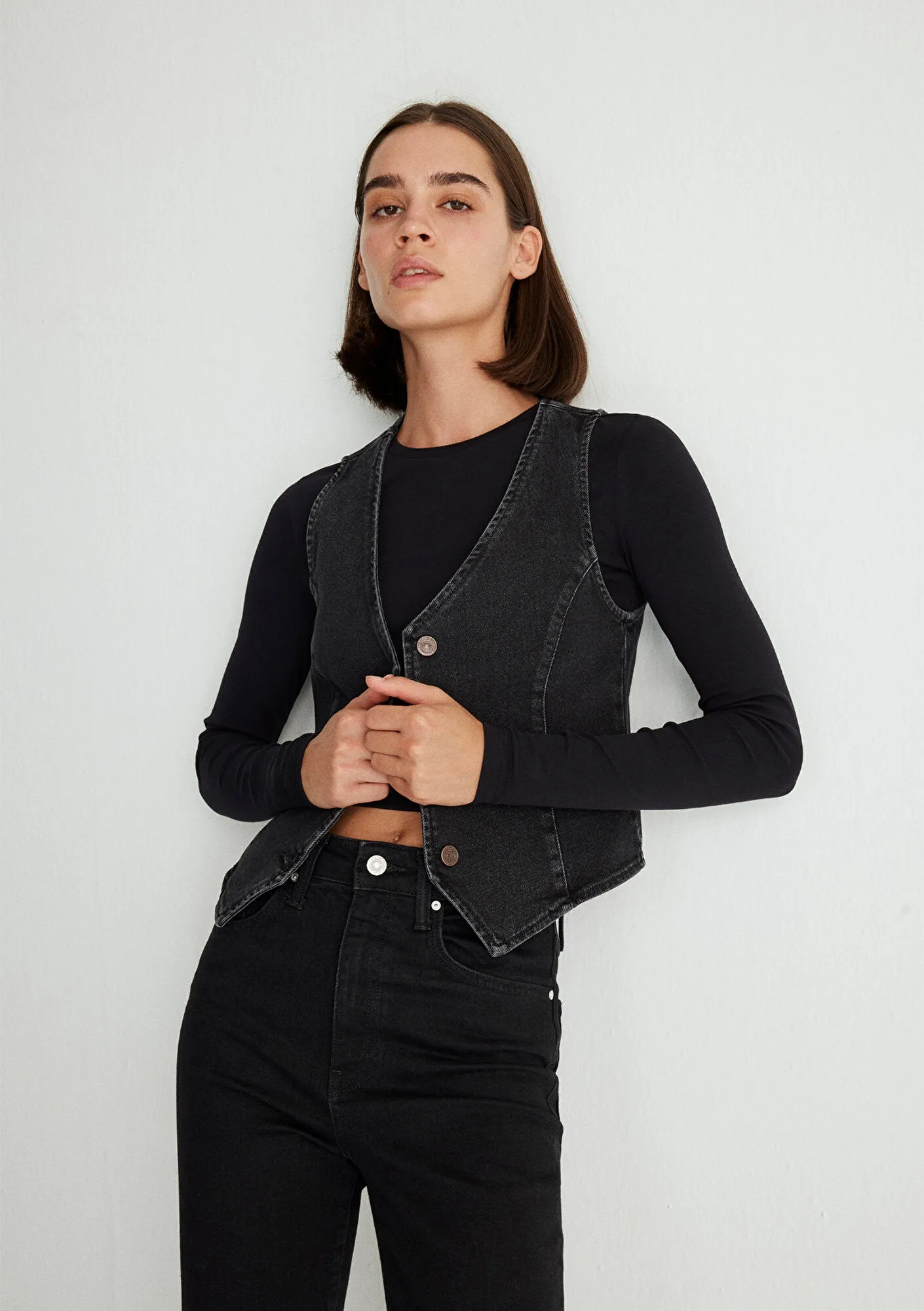 Vela Dark Smoke Denım Jean Vest