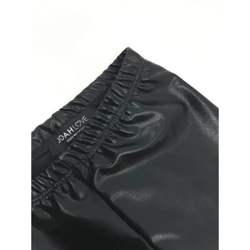 Vida-Leather Leggings | Black Metallic